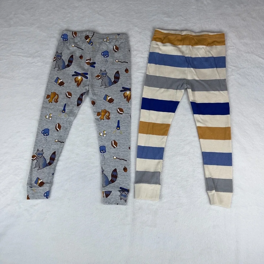 Lot of‎ 2 Pajama Kids 3T Gray Multi Striped Tapered Leg Soft Touch Elastic Waist